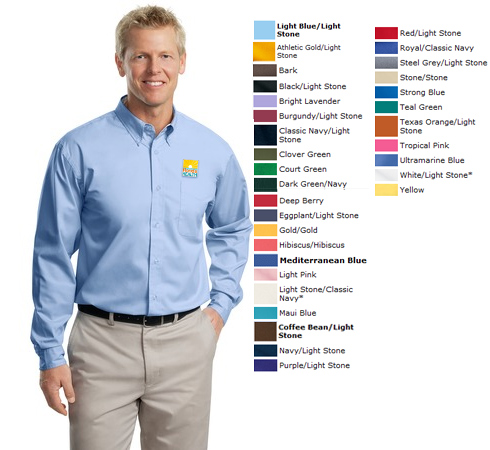 Light Blue//Light Stone Port Authority Short Sleeve Easy Care Shirt