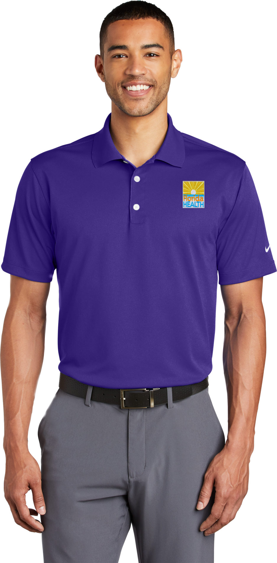 Male Model Wearing Varsity Purple Nike Polo in style 203690