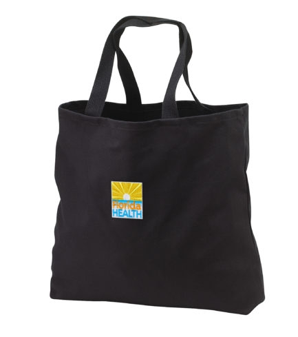 Canvas Black Tote With Florida health Embroidery