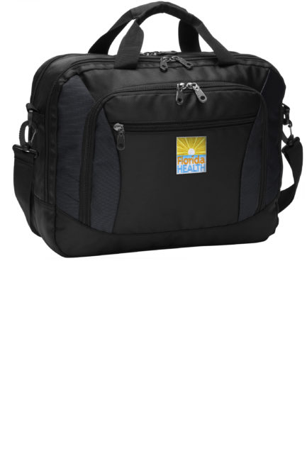 Black Commuter brief bag with Embroidery on the front