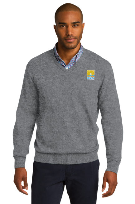 Male Model Wearing Medium Heather Gray Heather Sweater
