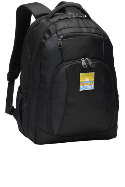 Black Backpack with Embroidery on the front